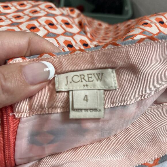 J. Crew Skirt size 4 Orange Black Brocade Above Knee A Line Pockets Cocktail - Picture 7 of 7